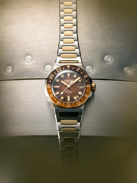 LAVENTURE TRANSATLANTIQUE II GMT STEEL & GOLD / BROWN