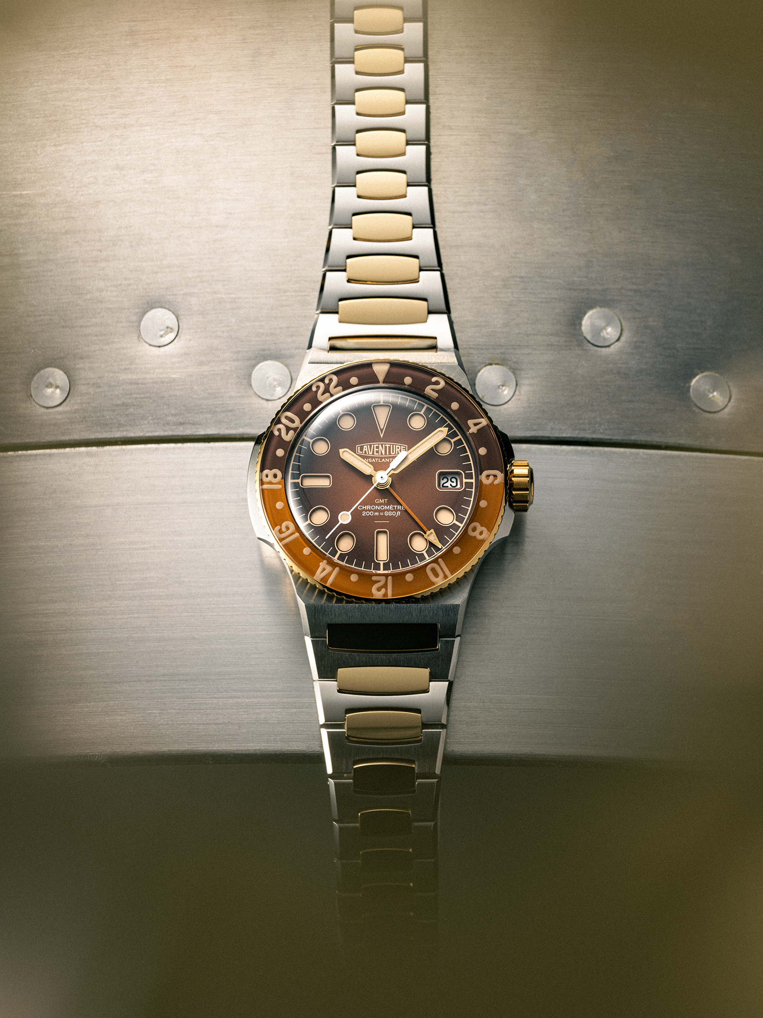 LAVENTURE TRANSATLANTIQUE II GMT STEEL & GOLD / BROWN selected view