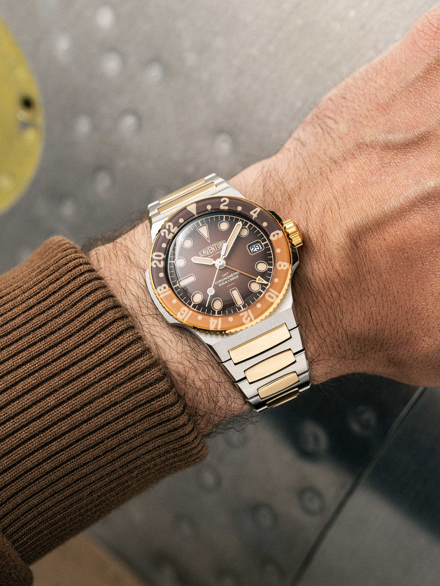 LAVENTURE TRANSATLANTIQUE II GMT STEEL & GOLD / BROWN thumbnail 4