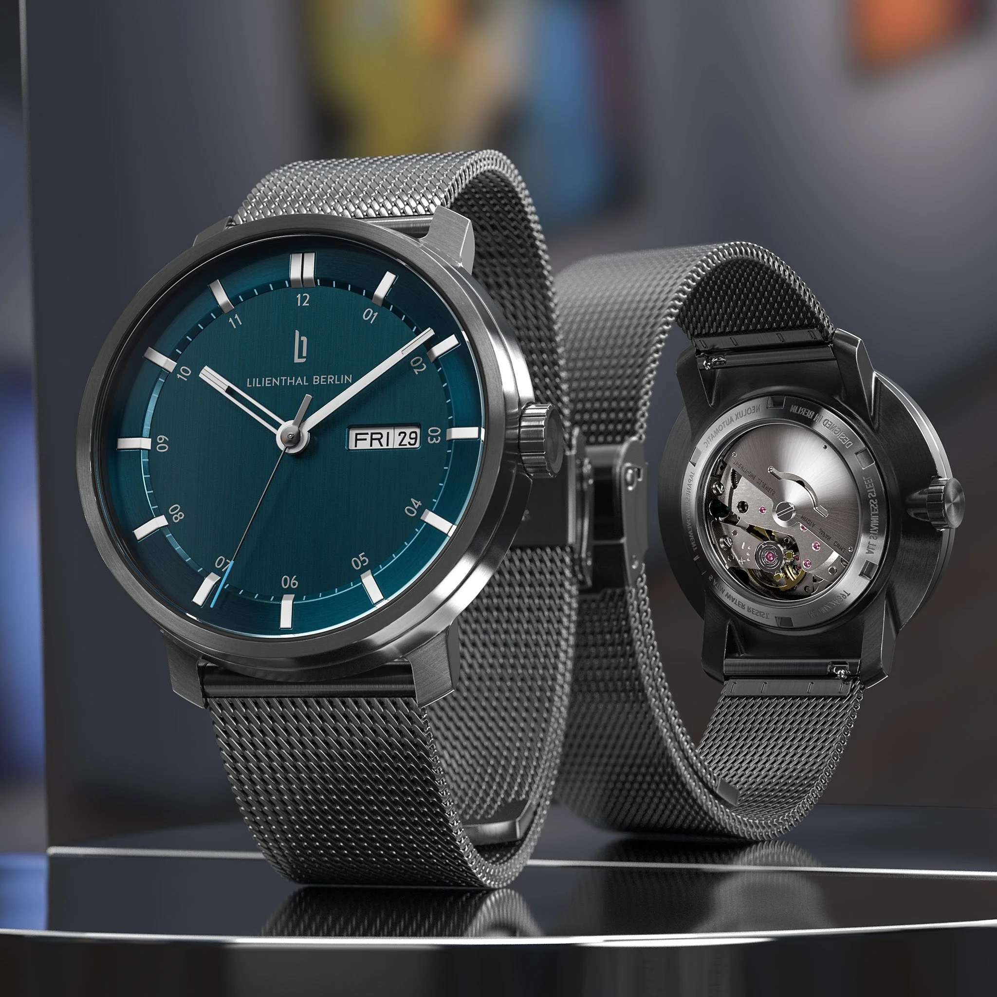 Neolux Day Date – Dark Silver Blue (N2-002-B023FB) thumbnail 2