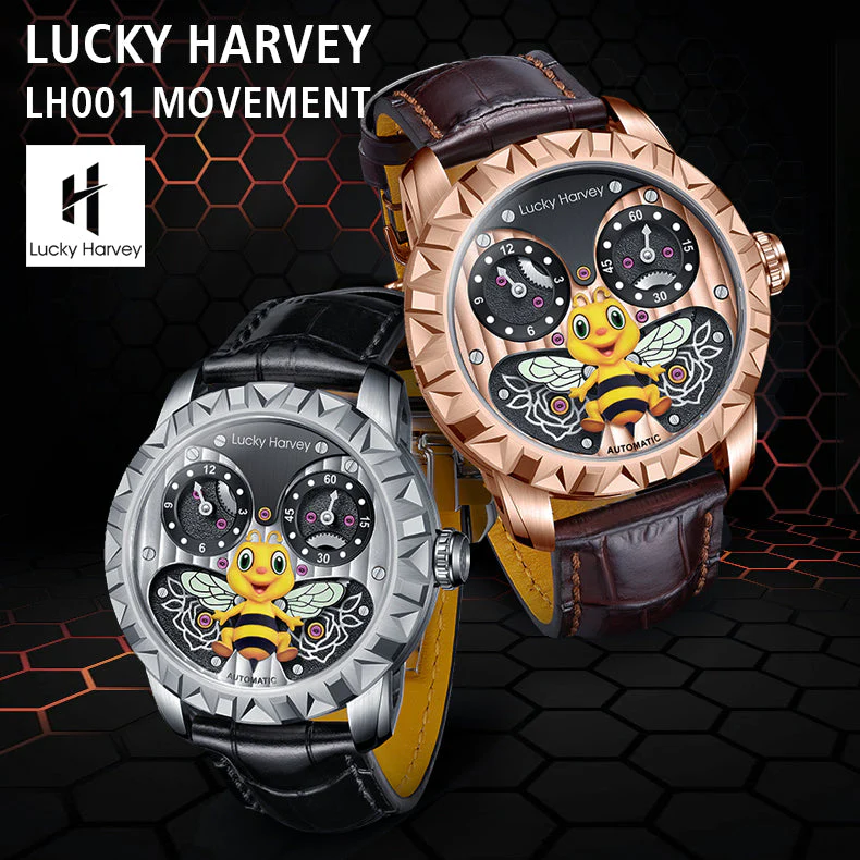 Bee Automatic Watch Round Shaped Case Luminous Lucky Harvey thumbnail 3