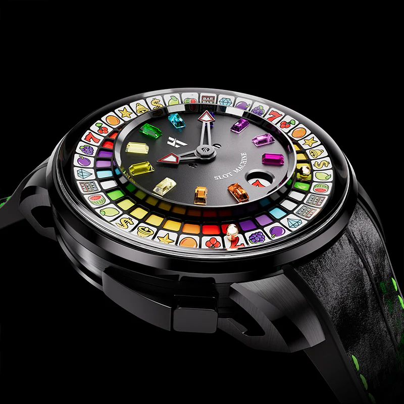 Lucky Harvey Black Slot Machine Roulette Watch with Gemstone Hour Markers – Limited Edition of 100 thumbnail 2
