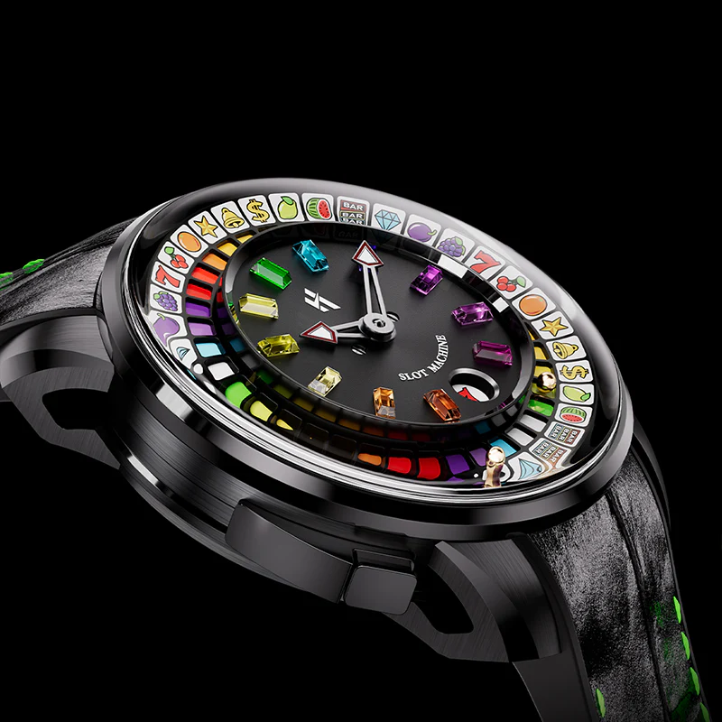 Lucky Harvey Black Slot Machine Roulette Watch with Gemstone Hour Markers – Limited Edition of 100 thumbnail 3