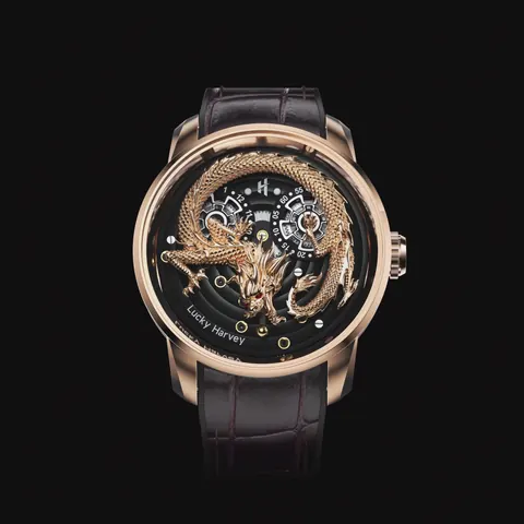 Gold Dragon Automatic Watch Spit Out Gold Bead Luminous Lucky Harvey