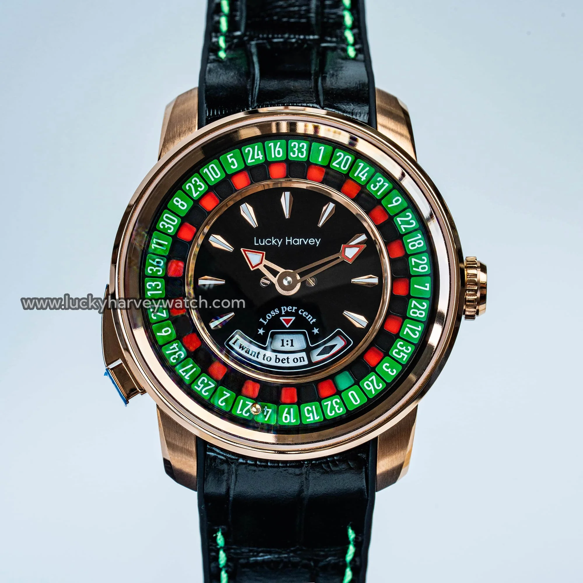 Lucky Harvey Gold European Roulette Casino Watch with 18K Gold Ball – Automatic Mechanical Luxury Watch thumbnail 3