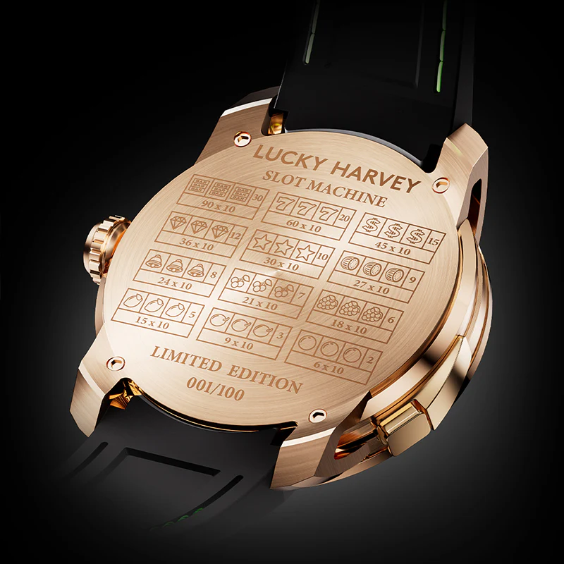 Lucky Harvey Gold Slot Machine Roulette Watch With Gemstone Hour Markers – Limited Edition of 100 thumbnail 4