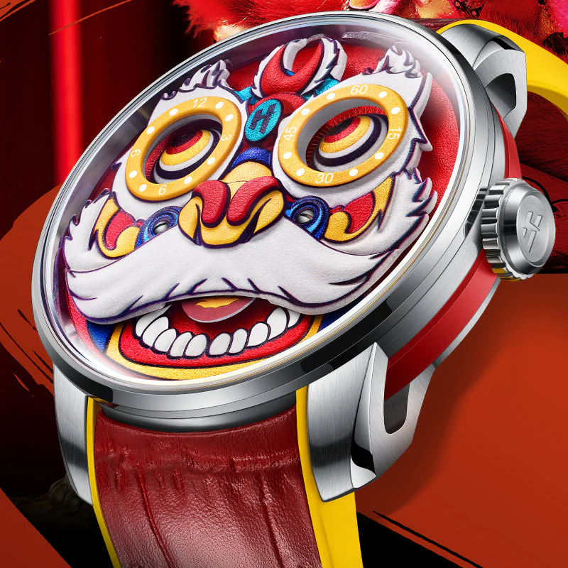 Green Lion Dance Moving Eye Automatic LH001 Movement Luminous Watch For Men Lucky Harvey thumbnail 3