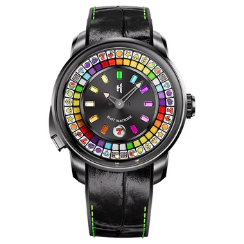ã€Limited 100pcsã€Lucky Harvey Player Series Gemstone Hour Markers Black Slot Machine Watch thumbnail 2