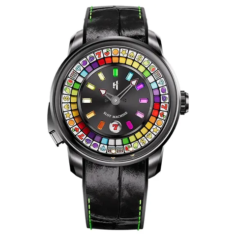 ã€Limited 100pcsã€Lucky Harvey Player Series Gemstone Hour Markers Black Slot Machine Watch