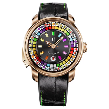 ã€Limited 100pcsã€Lucky Harvey Player Series Gemstone Hour Markers Gold Slot Machine Watch thumbnail 2