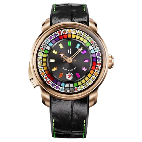 ã€Limited 100pcsã€Lucky Harvey Player Series Gemstone Hour Markers Gold Slot Machine Watch
