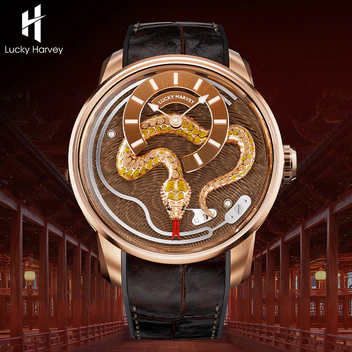 ã€Limited Edition 100pcsã€2025 Gold Enamel Snake Automata Chiming Mechanical New Watch Lucky Harvey thumbnail 4