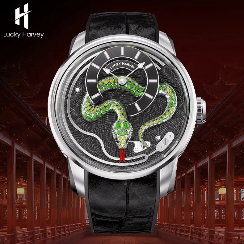 ã€Limited Edition 100pcsã€2025 Green Enamel Snake Automata Chiming Mechanical New Watch Lucky Harvey thumbnail 3
