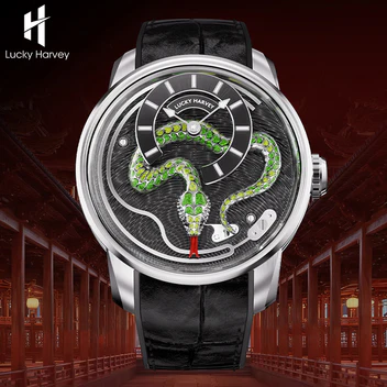 ã€Limited Edition 100pcsã€2025 Green Enamel Snake Automata Chiming Mechanical New Watch Lucky Harvey thumbnail 4