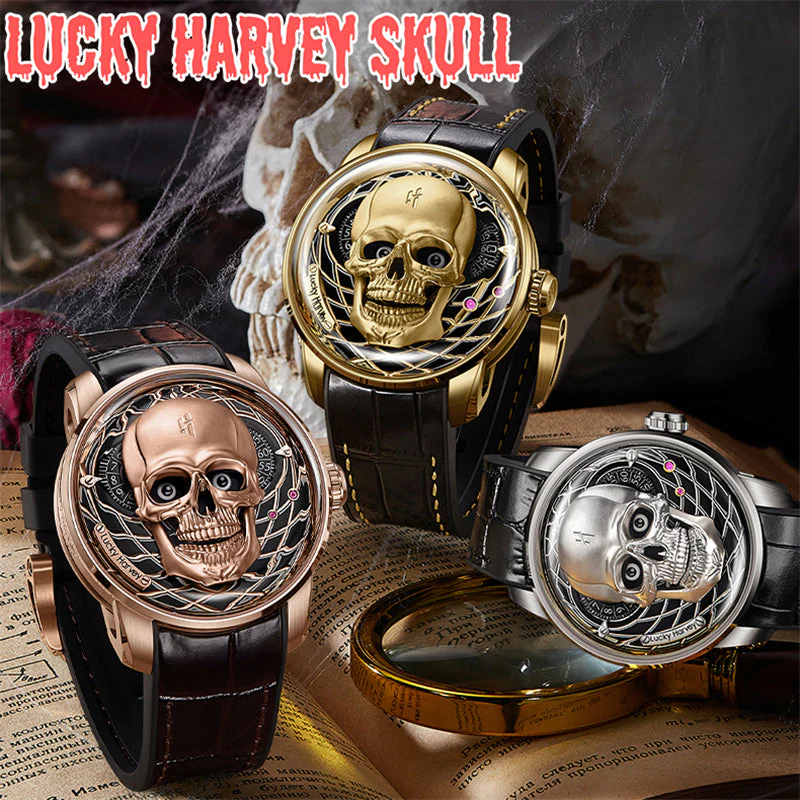 ã€Limited Edition 111pcsã€Gold Skull Automatic Mechanism Watch Lucky Harvey thumbnail 5