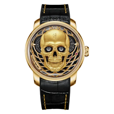 ã€Limited Edition 111pcsã€Gold Skull Automatic Mechanism Watch Lucky Harvey