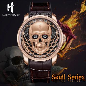 ã€Limited Edition 111pcsã€Rose Gold Skull Automatic Mechanism Watch Lucky Harvey thumbnail 4