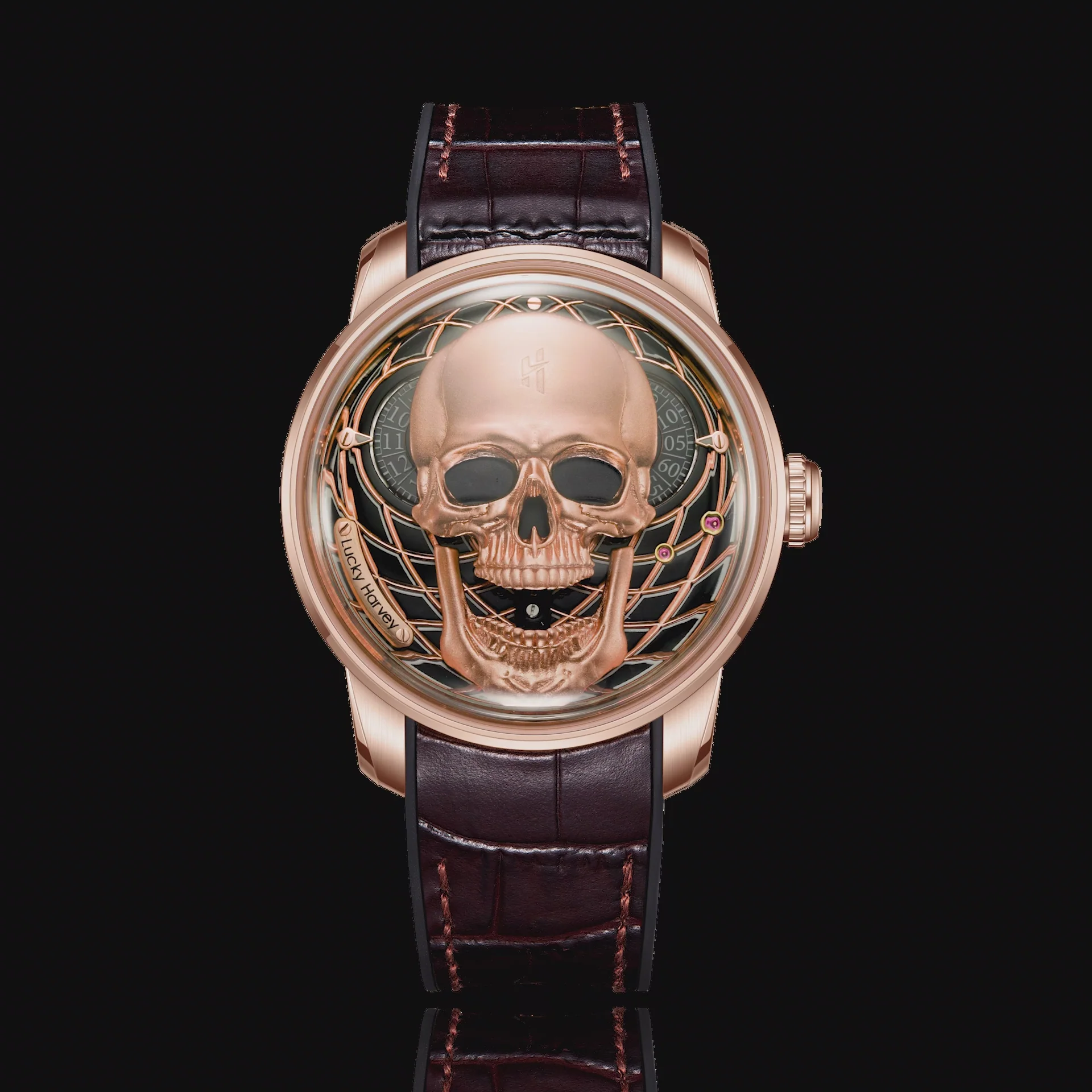 ã€Limited Edition 111pcsã€Rose Gold Skull Automatic Mechanism Watch Lucky Harvey thumbnail 5