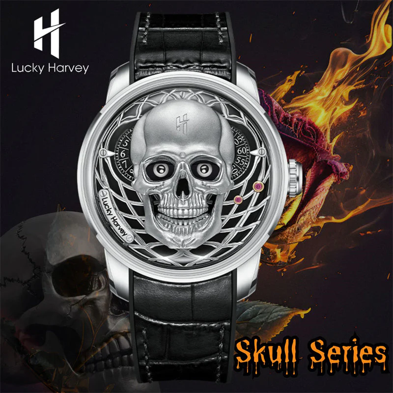 ã€Limited Edition 111pcsã€Silver Skull Automatic Mechanism Watch Lucky Harvey thumbnail 3