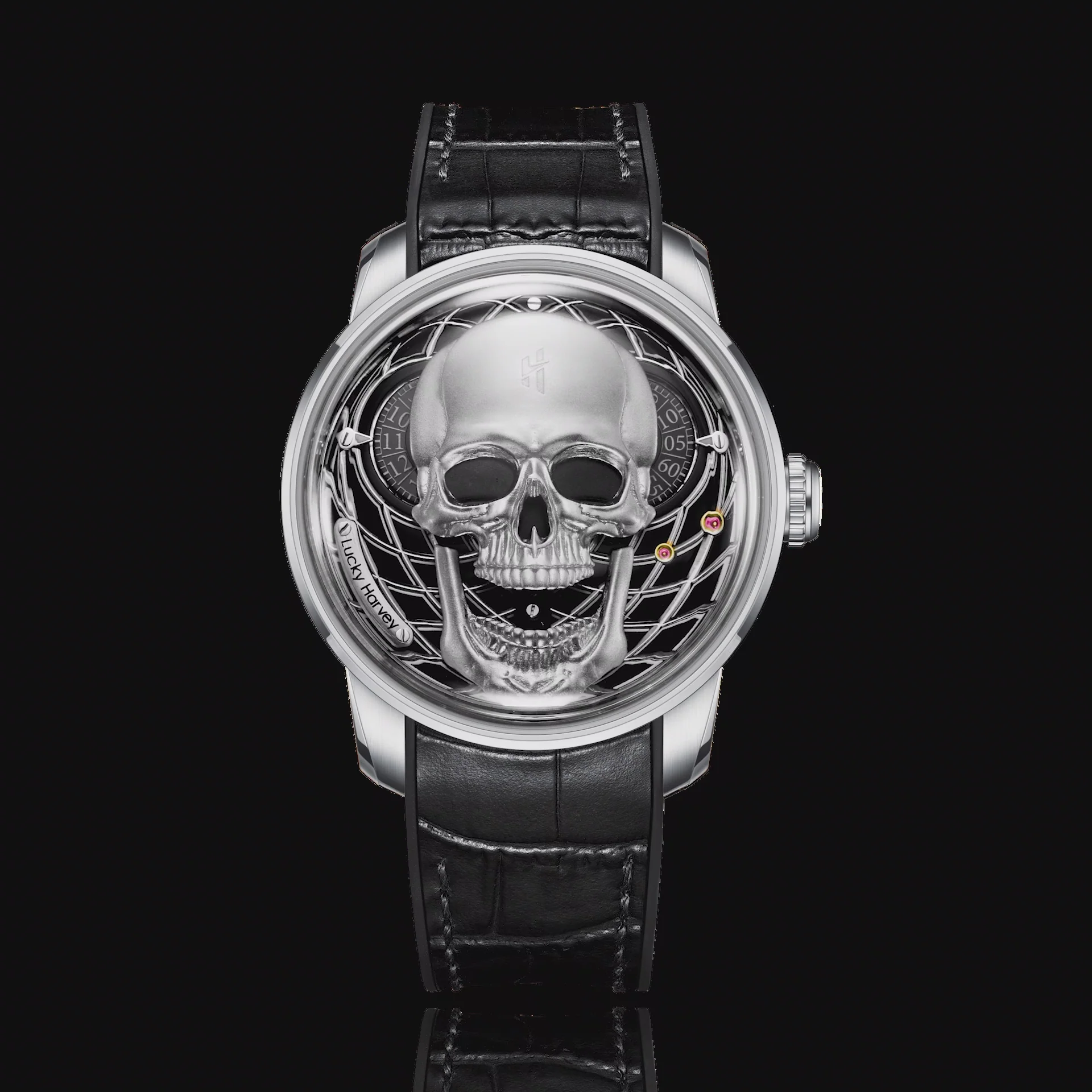 ã€Limited Edition 111pcsã€Silver Skull Automatic Mechanism Watch Lucky Harvey thumbnail 5