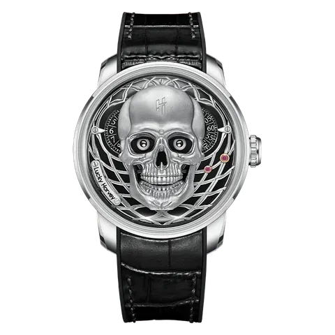 ã€Limited Edition 111pcsã€Silver Skull Automatic Mechanism Watch Lucky Harvey