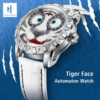 ã€Limited Edition 2022pcsã€White Tiger Moving Eye Automatic Watch For Man Luminous Lucky Harvey thumbnail 4