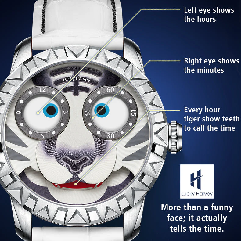ã€Limited Edition 2022pcsã€White Tiger Moving Eye Automatic Watch For Man Luminous Lucky Harvey thumbnail 5