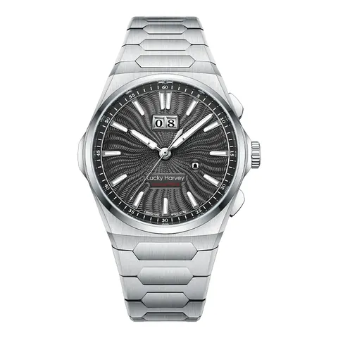 【Limited Edition 300PCS】Sound Of Nature Guilloché Black Dial Big Date Chiming Automatic Watch Lucky Harvey