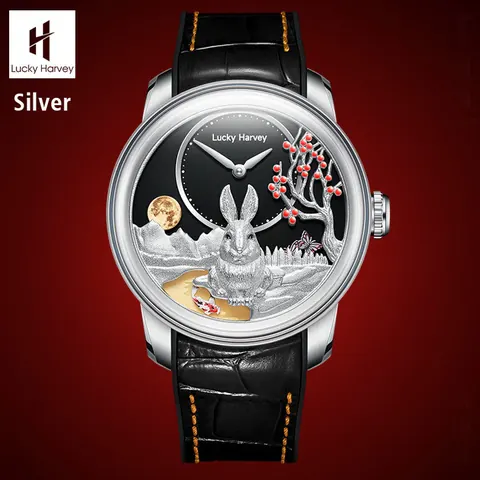 ã€Limited Edition 588pcsã€Silver Rabbit Automatic Watch Chinese New Year 2023 Luminous Lucky Harvey