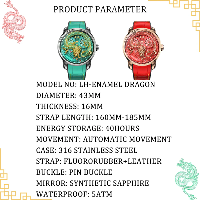 ã€Limited Editionã€2024 Green Enamel Dragon Scale 999 Gold Pearl Automata Watch 200PCS Lucky Harvey thumbnail 5