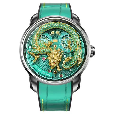 ã€Limited Editionã€2024 Green Enamel Dragon Scale 999 Gold Pearl Automata Watch 200PCS Lucky Harvey
