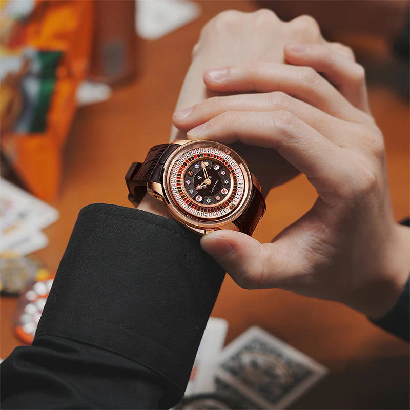 Player Series Gold Poker Roulette Automatic Watch Lucky Harvey thumbnail 5