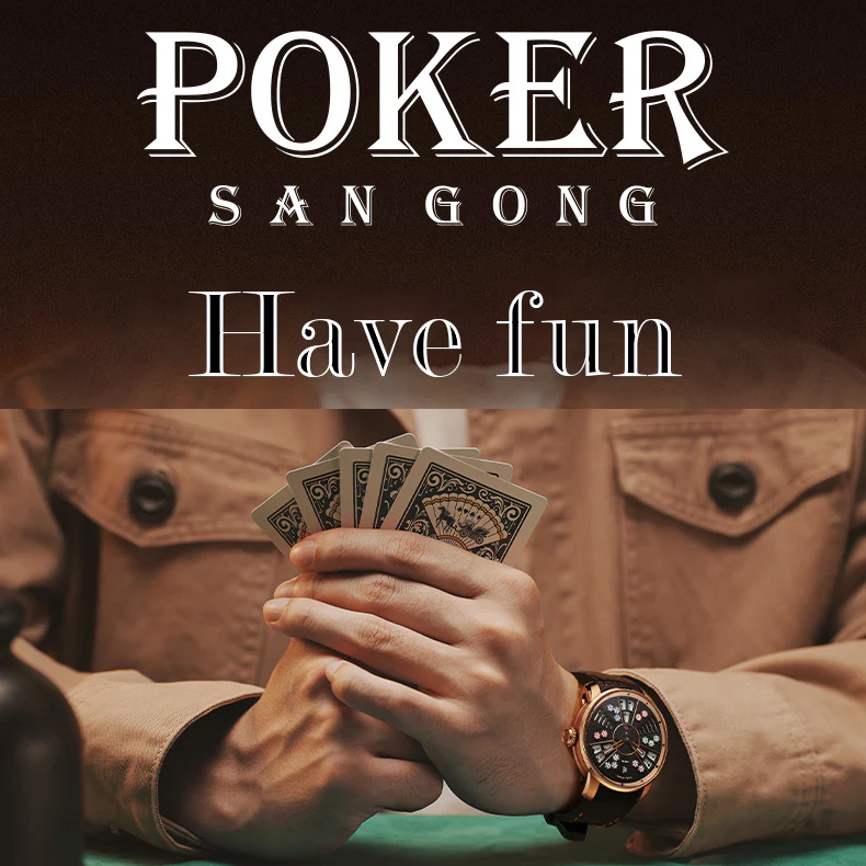 Player Series Gold Three Card Poker Automatic Watch Lucky Harvey thumbnail 5