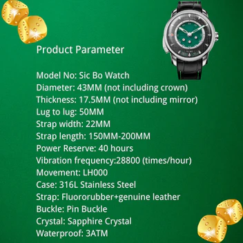 Player Series Green Sic Bo Automatic Watch Lucky Harvey thumbnail 2