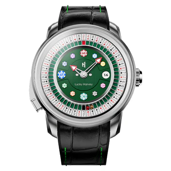 Player Series Silver Poker Roulette Automatic Watch Lucky Harvey thumbnail 2