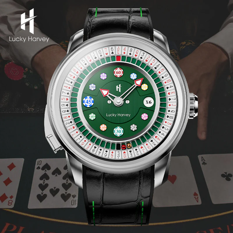 Player Series Silver Poker Roulette Automatic Watch Lucky Harvey thumbnail 3