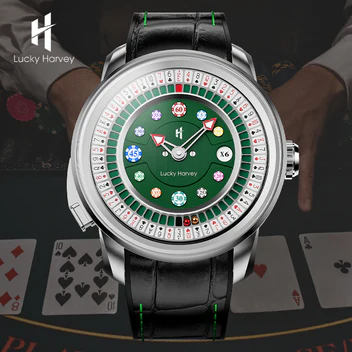 Player Series Silver Poker Roulette Automatic Watch Lucky Harvey thumbnail 4