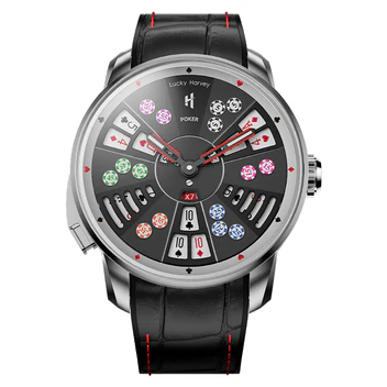 Player Series Silver Three Card Poker Automatic Watch Lucky Harvey thumbnail 2