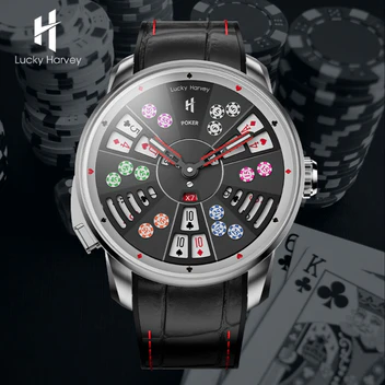 Player Series Silver Three Card Poker Automatic Watch Lucky Harvey thumbnail 4