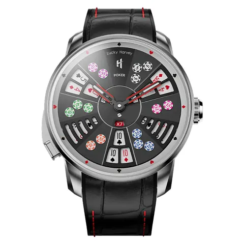 Player Series Silver Three Card Poker Automatic Watch Lucky Harvey