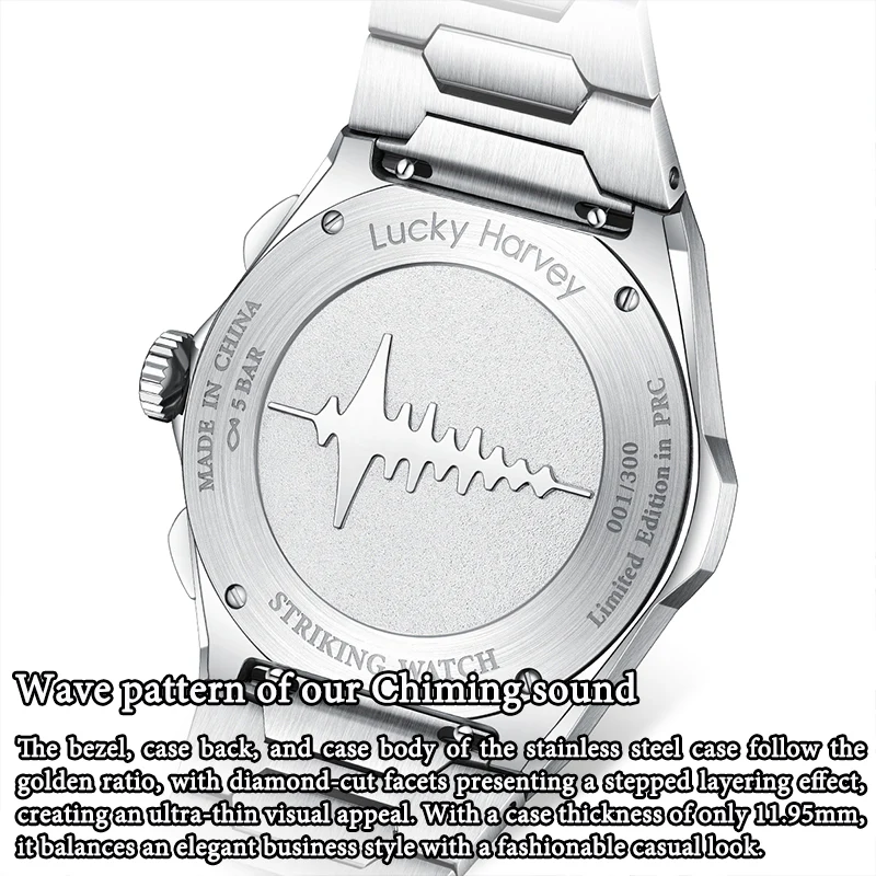 Lucky Harvey Sound of Nature Wave Guilloché Chiming Watch 1.0 Black Dial Big Date – Limited Edition of 300 thumbnail 3