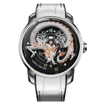 White Dragon Automata Watch 999 Gold Bead Luminous Lucky Harvey thumbnail 2