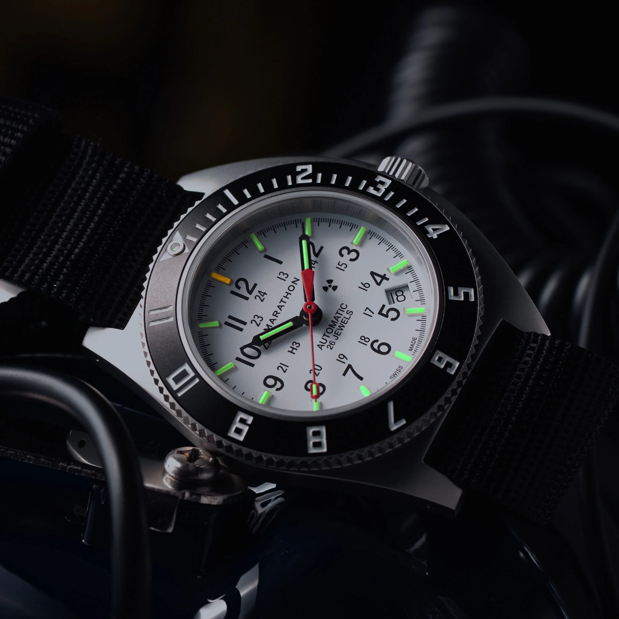 41mm Arctic Steel Navigator w/ Date Automatic (Arctic SSNAV-D Auto) on Ballistic Nylon thumbnail 2