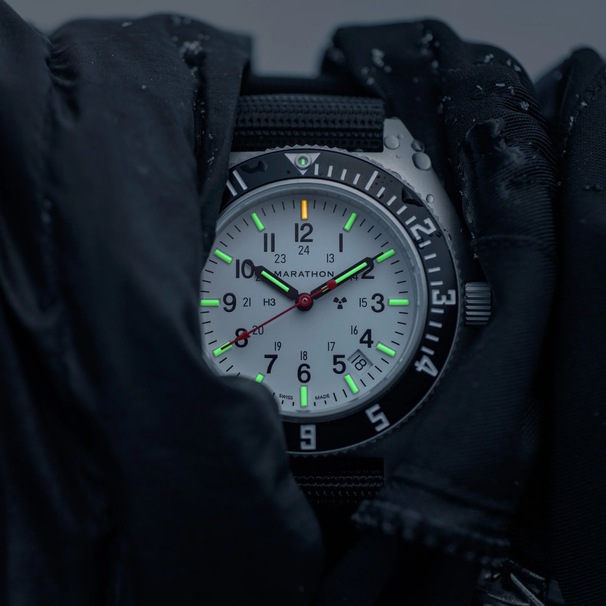 41mm Arctic Steel Navigator w/ Date (SSNAV-D) on Ballistic Nylon thumbnail 2