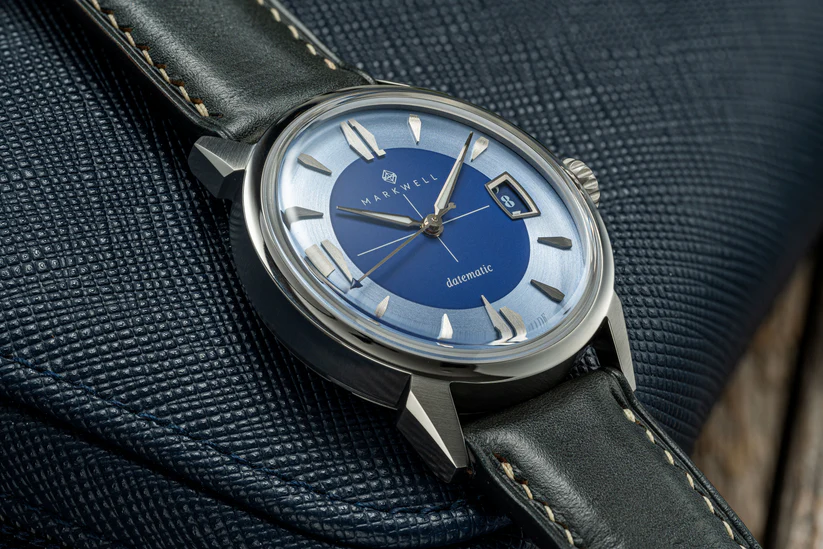 "datematic" - Stainless w/ Cobalt Blue Dial