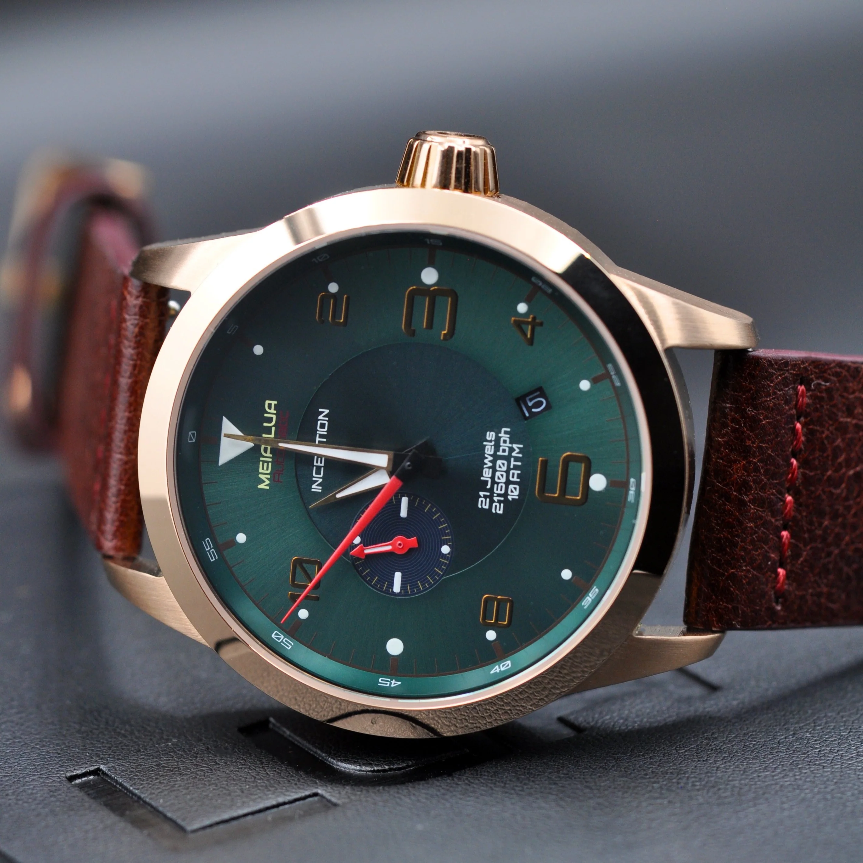 BOREAL MOONRISE | Bronze Gold Case - Burgundy Leather thumbnail 2