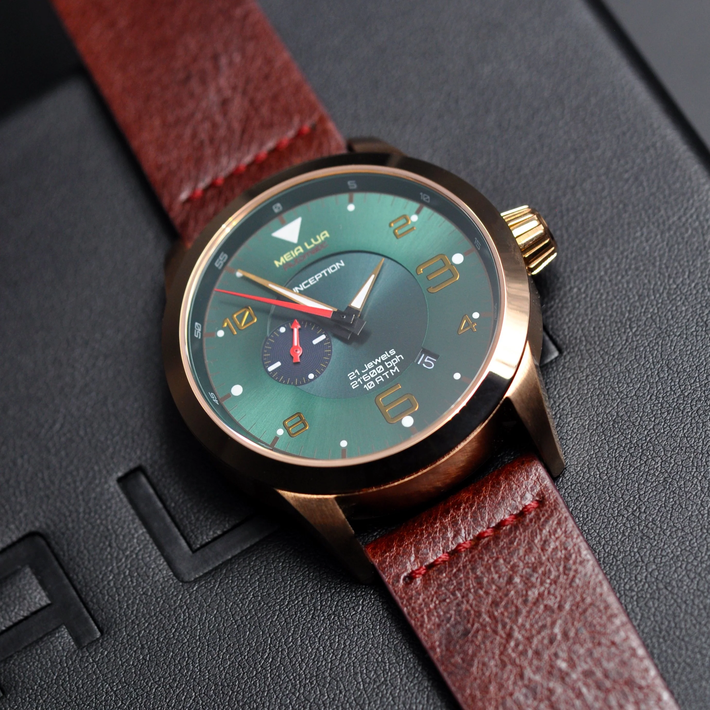 BOREAL MOONRISE | Bronze Gold Case - Burgundy Leather thumbnail 3