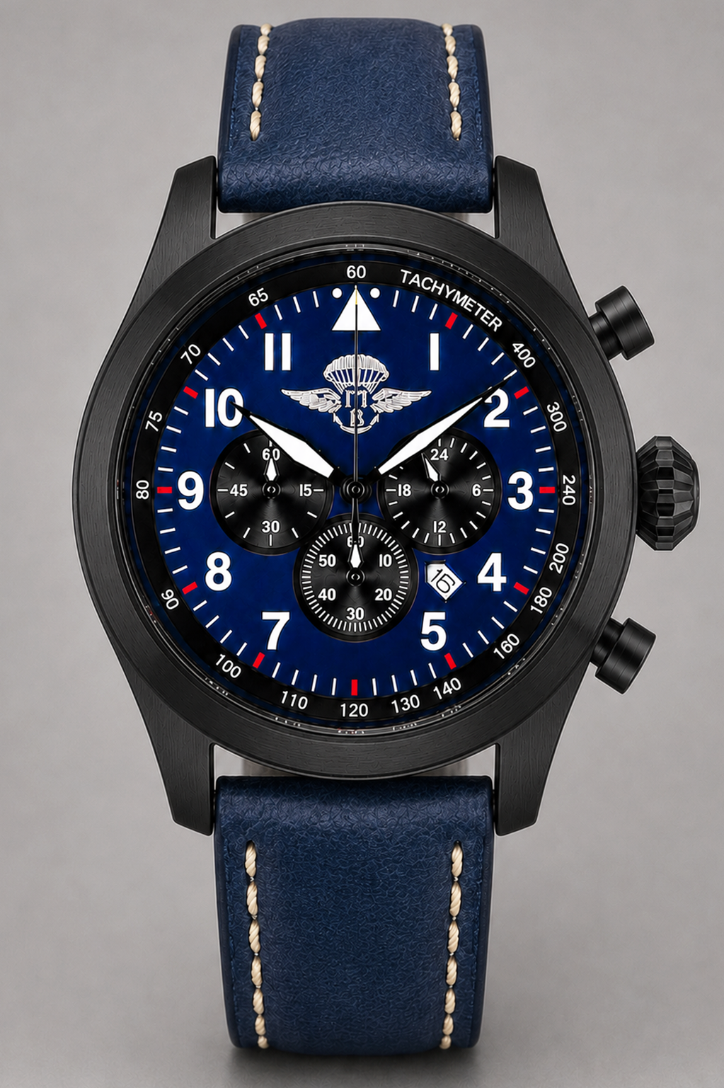 Crono Aviatore Nero Pvd Quadrante Blu Lorica thumbnail 2