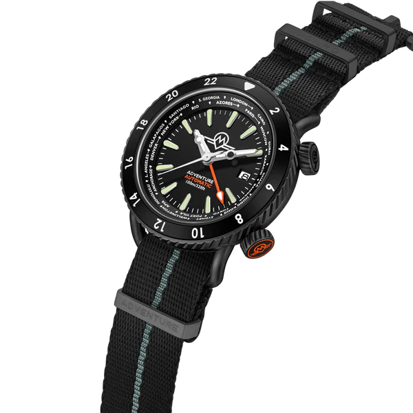 MONRO ADVENTURE MA-5 URBAN BLACK X, Automatic GMT Worldtimer, 44mm Stainless Steel, Black Dial thumbnail 2