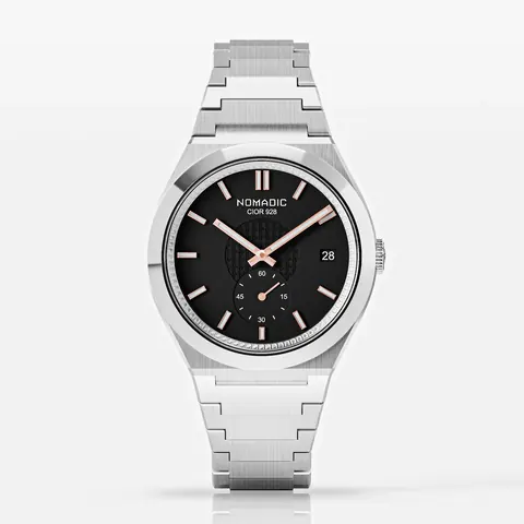 Cíor 928 - Luxury Sports Watch (36mm) - Black and Rose Gold with Diamonds